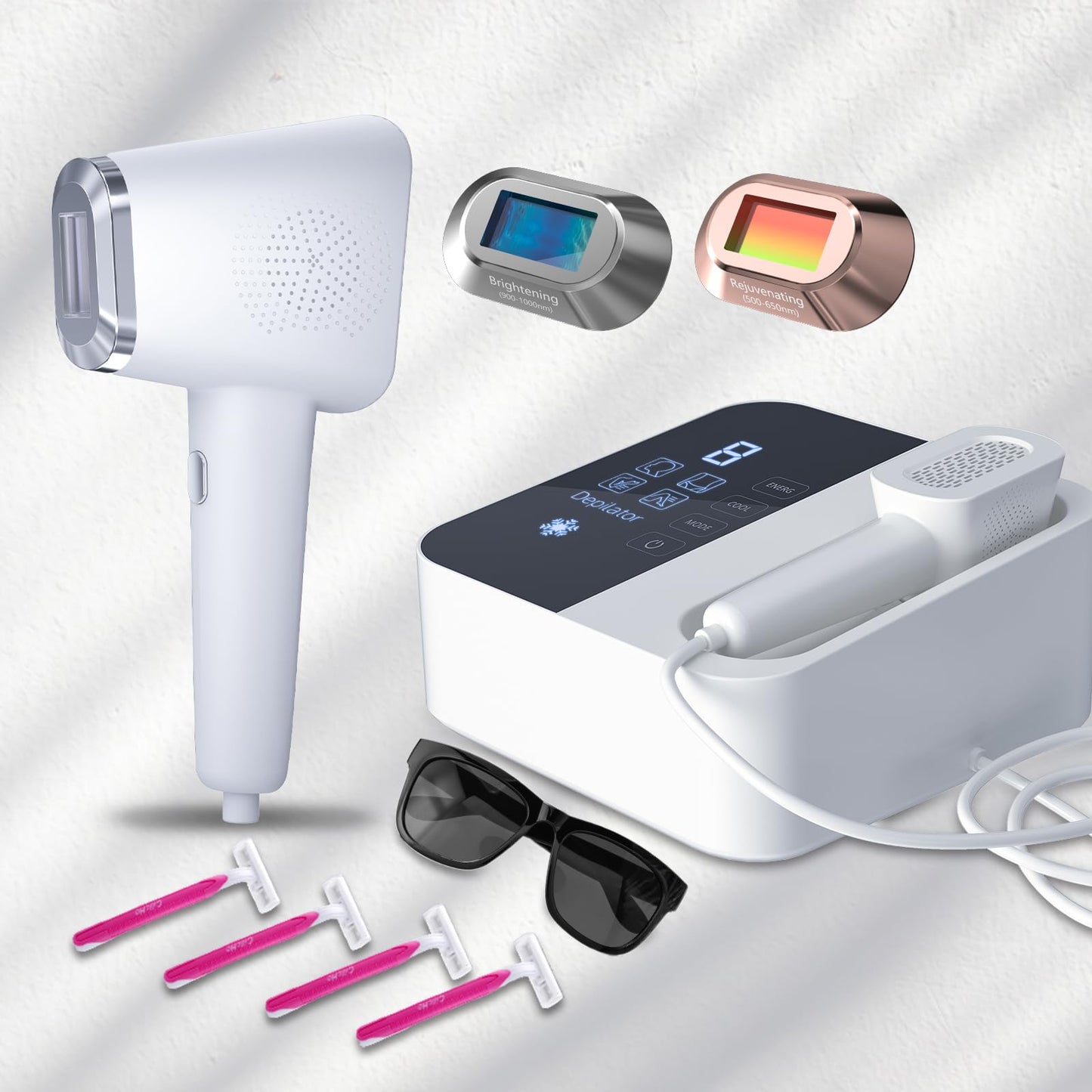 IPL device 9 levels, ice-cooling, painless hair removal for face & body
