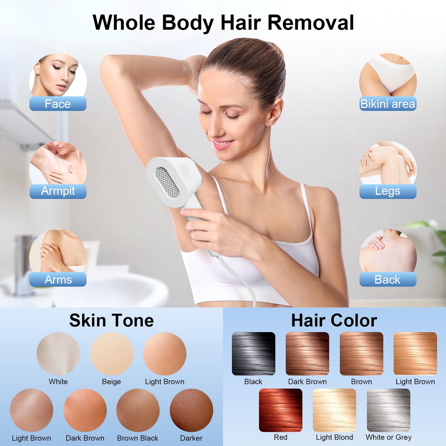 IPL device 999K flashes, 3-in-1 hair remover for body & face